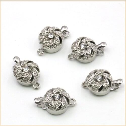 10pcs 12mm Alloy Round Sun Flower Clasp Necklace Bracelet Buckle Silver Color Findings Accessory Machining Parts Jewelry Making