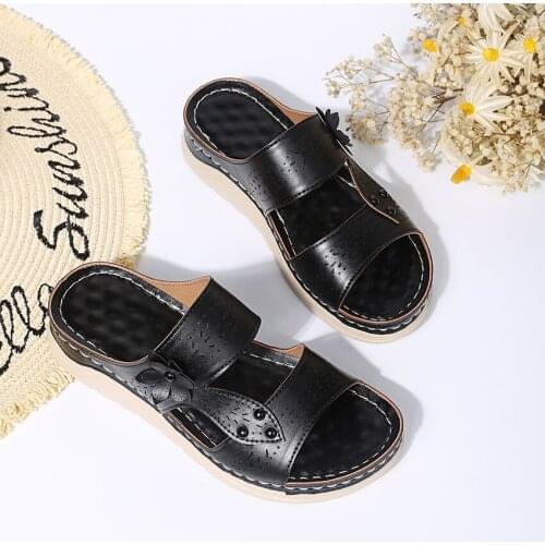 2021 summer new model Slope Heel laser hollow nail flower Sandal Female Fish Mouth High Heel Sandal plus size female