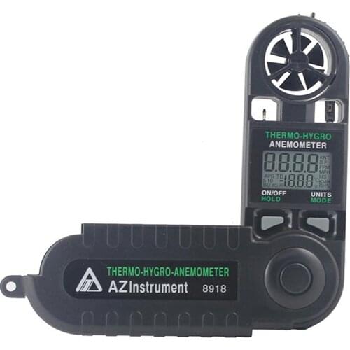 AZ8918 RH% mini anemometer wind speed temperature wind chill humidity and dew point air flow meter