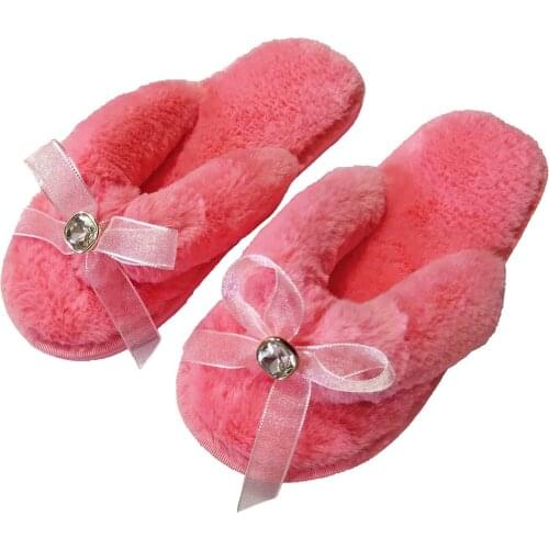 Fashion Faux Fur flip flops for women girl,Furry Plush flip flops from Bow or pearl decoration indoor shoes