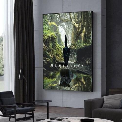 Cat Mentality Inspirational Canvas Painting Wall Art Posters Prints Motivational Wall Pictures for Living Room Cuadro Home Decor