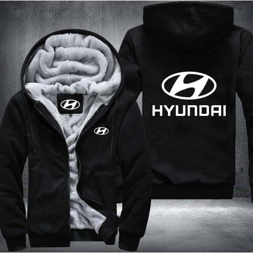 2021 New Winter Men Hyundai Motor Car Logo Jacket Sport Hoodies Thicken Coat Wool Liner High Quality Zipper Winter Coat