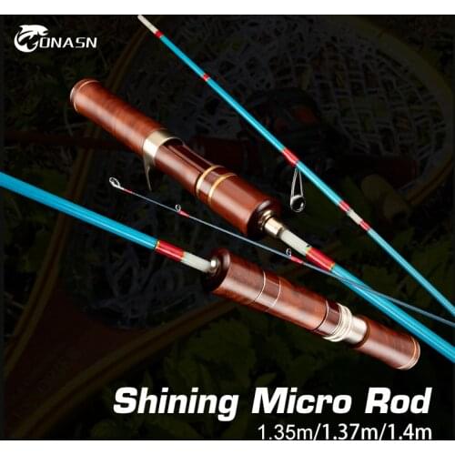 ONASN Micro Fishing Rods UL 3.5 Section Wood Handle Solid Top Tip Ultralight Travel Spinning Casting Trout Feeder Ejection Rod