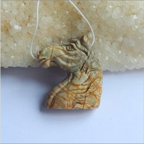 Natural stone Carved Horse Head Multi-Color Picasso Jasper Pendant Bead 37x28x10mm 16.91g semiprecious stone trendy Gift Party