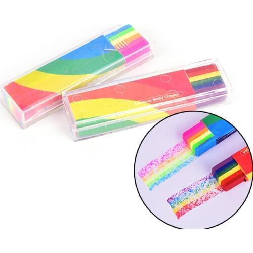 Rainbow Tattoo Painting Pen Face Paint Stick Body Tattoo Color Pigment Pen Fluorescent Crayon Washable Makeup Cosmetic Tool
