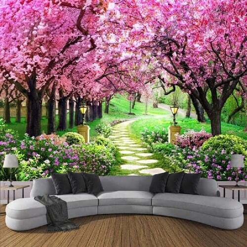 SepYue Cherry Blossom Avenue Hanging Landscape Tapestry for Home Living Room Bedroom Dorm Wall Decor