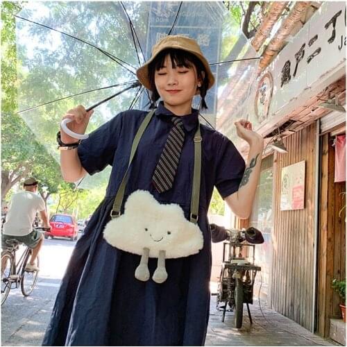 1 PCS Winter female cute little plush handbag simple warm cloth wrist bag handbag girl environmental protection messenger bag