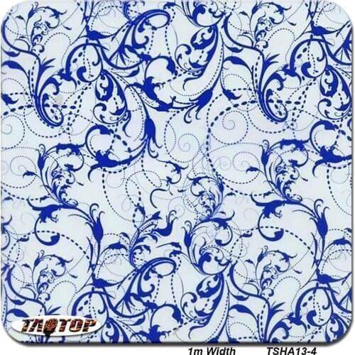 TSHA13-4 Transparent blue flower design 1M * 10M liquid pva Hydro Dipping Hydrographics Film Water Transfer Printing Films