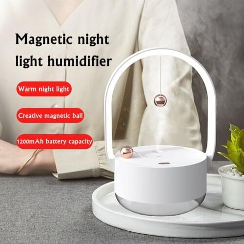 USB Electric Air Humidifier Wireless Mist Maker Fogger with Magnetic LED Night Light Chargeable 1200mAh Battery Humidificador