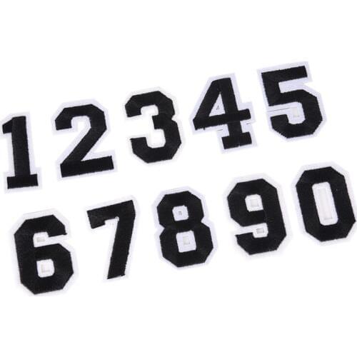 10pcs Numbers Embroidered Iron On Patches Sets Animal Numbers Parches Biker For Clothing Jeans Fabric Badges