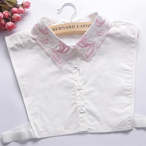YSMILE Y Women Pink Embroidery White Fake Collar All Match Remove Shirt Blouse Decoration Fashion Detachable Collar For Female