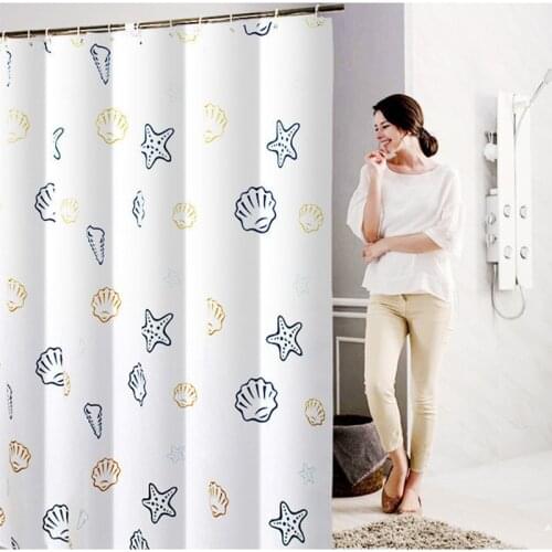 Bathroom Shower Curtain Waterproof Mildew Proof Bathing Screens Modern Seaside Bath Cover PEVA Bathroom Curtain With Hooks