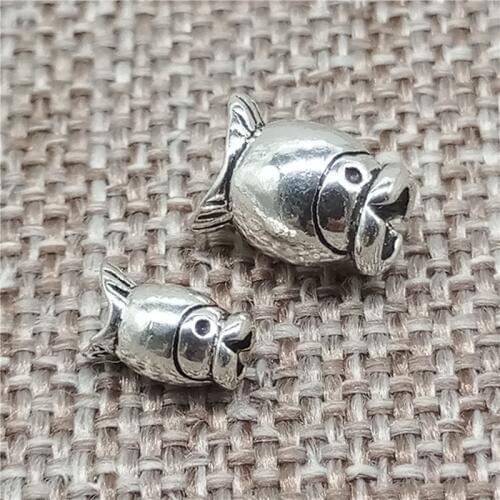 925 Sterling Silver Small Fish Beads Open Mouth Spacers for Bracelet Necklace