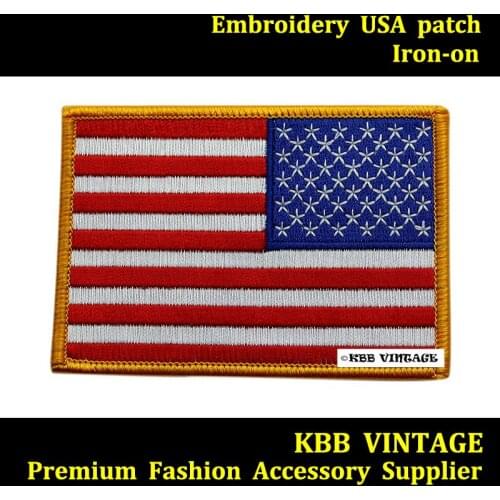 10p USA Flag Embroidered Iron-on Patch US Motor Vest Biker Patch Right