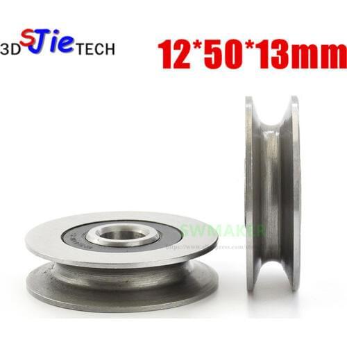 12*50*13mm U grooves V round bottom 6301RS bearings, bearing steel, 5cm pulley, 6mm guide wheel, wire rope lifting wheel