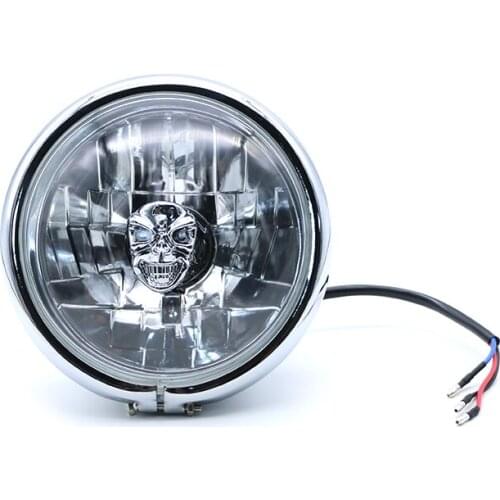 12v Motorcycle Skull Front Head Light Headlight Head Lamp For Honda Suzuki Kawasaki Yamaha GN125 CG125 Cruiser Bobber Touring