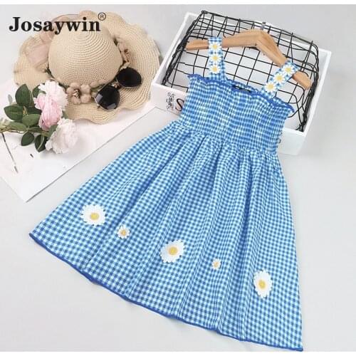 2021 New Style Summer Kids Dress for Girls Baby Party Dress for Kids A-LINE Floral Casual Sling Dress Girl Princess Vestidos
