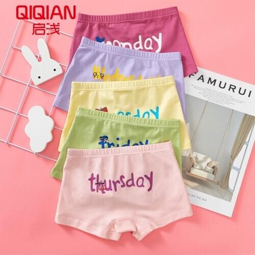 5 Pcs/lot Cotton Soft Boxer Briefs For Baby Girls Underwear Week Panties Breathable Children Panty Kids Underpants