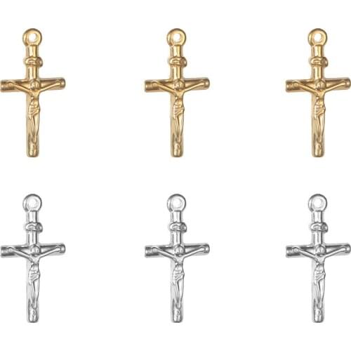 5pcs/Lot Real Stainless Steel Cross Religion DIY Charms Pendants for Making Necklace Bracelet Earring Jewelry