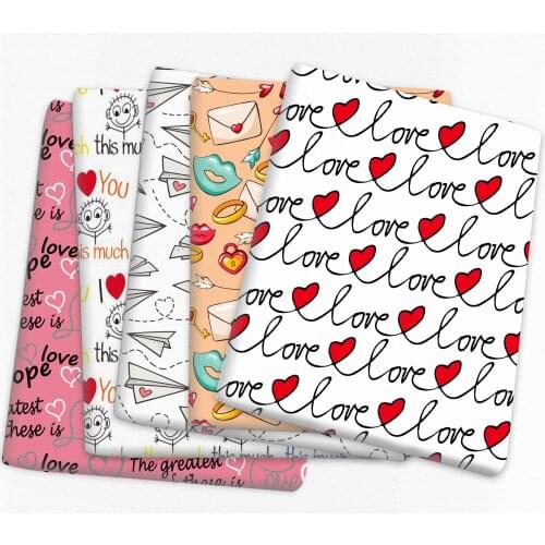 50*145cm Love Heart Fabric for Tissue Kids Home Textile Patchwork Cloth DIY Sewing Quilting Curtain Bedding,c15971