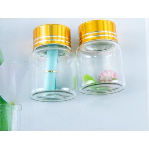 50Pcs 8ml Hyaline Glass Jars Screw Plastic Lid with Golden Tangent Craft Vials Reusable Refillable Multipurpose Bottles