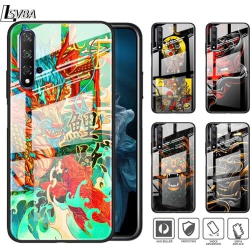Japanese Style Monster Art For Honor 30 20 10 9X 8X Pro Plus Lite Tempered Glass Hot New Shell Luxury Cover Phone Case
