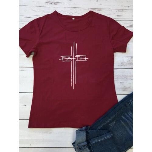 Faith Cross T Shirt Religious Faith Sabbath pray slogan fashion slogan aesthetic tumblr Bible Verse quote graphic art Tee
