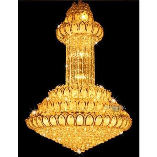 Crystal Chandeliers LED Modern Gold Lotus Flower Chandelier Lighting Fixture American Clubs Hotel Hall Home Villa Hanging Lamp
