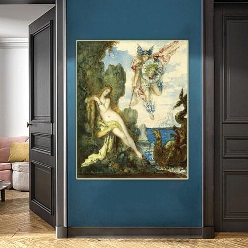 Perseus and Andromeda by Gustave Moreau Canvas Oil Painting Artwork Aesthetic Picture Poster Wall Hanging Decor Home Decoration