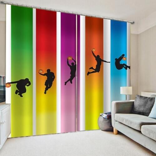 Customized size Luxury Blackout 3D Window Curtains For Living Room retro curtains rainbow stripe curtain