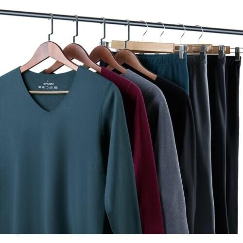 Solid Color Slim mens Thermal Underwear Set Winter Long Johns male Second Skin Thermo Clothing