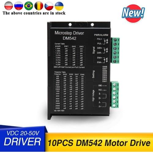 10PCS Stepper Motor DM542 drive Controller Leadshine 2-phase Digital Stepper Motor Driver VDC 20-50V Max