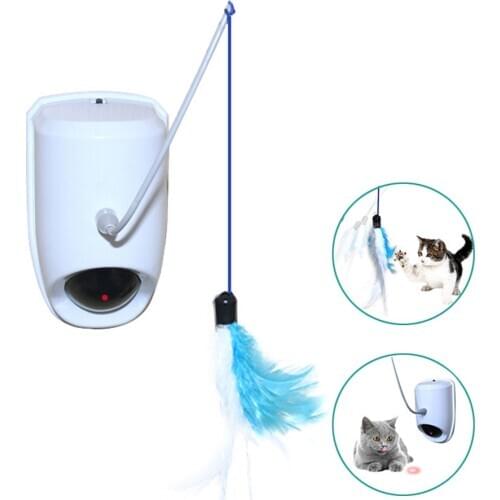 Cat Electric Catching Toy Interactive Tease Rotating Stick Feather Kitten Funny 2 In 1 Laser Electronic Motion Dog Creative Toys