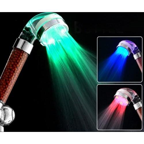 HOT LED Anion Shower SPA Shower Head Pressurized Water - Saving Temperature Control Colorful Handheld Big Rain Shower
