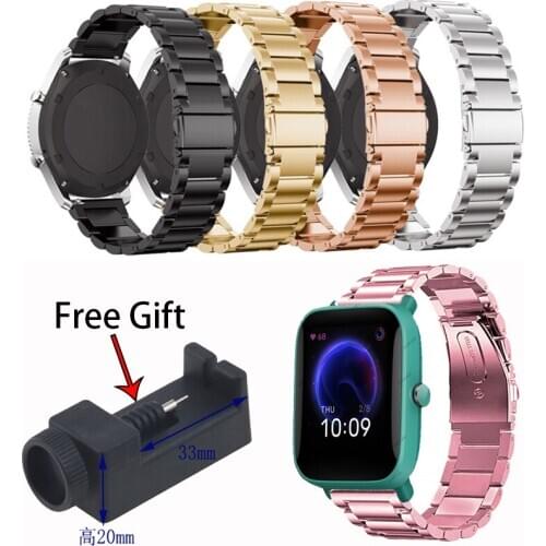 Metal Strap for Amazfit Bip U Smart Watch Accessories Quick fit Stainless Steel Business Bracelet Watchband Amazfit Bip S Straps