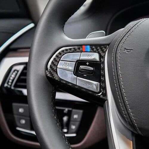 Real Carbon Fiber Sticker Decal Type B Steering Wheel Button Frame Trim for BMW 5 Series G30 G38 X3 X4 G01 G08 2018-19 Accessors