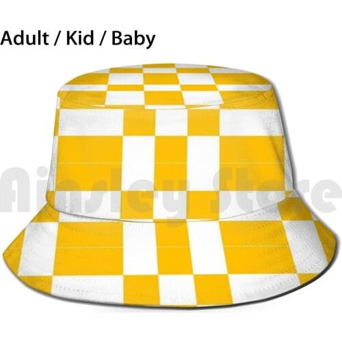 White & Gold 1 Bucket Hat Adult kid baby Beach Sun Hats Football