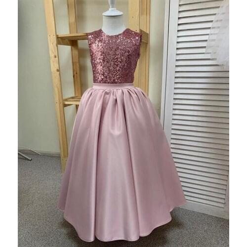 New Kids Dresses For Girls Kids Clothes Dress For Girls Baby Girl Summer Sleeveless Sequins Long Dress Elegant Solid Girls Dress