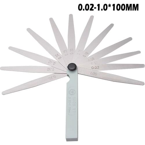 Useful 100mm Length Metric Measurement 0.02 - 1.0mm 17 Blade Thickness Gap Metric Filler Feeler Gauge Measure Layout Tool