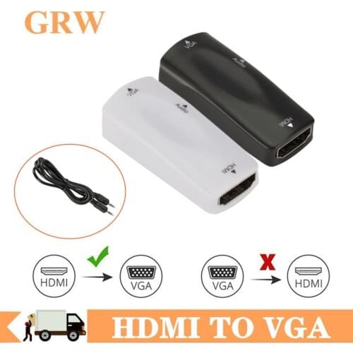 HDMI to VGA Video Converter Gold-Plated Active HD 1080P Female to Female HDMI TO VGA Adapter with 3.5mm Audio for Laptop PC Xbox