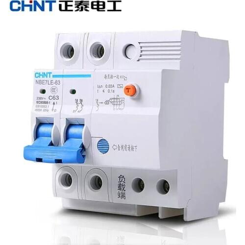 CHINT Interruptor Diferencial C32 Dos Casa Con Interruptor de Aire de Protección de Choque Eléctrico NBE7LE 2 P 16A 20A 32A 40A