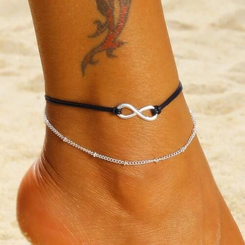 Simple Silver Color Ankle Chain Infinity Bead Charm Anklet 2019 Summer Beach Foot Jewelry Fashion Anklet Bracelet For Women
