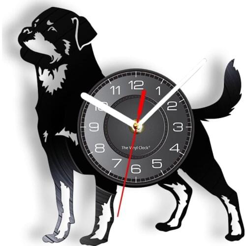Rottweiler Vinyl Record Art Decorative Wall Clock Rottweil Butchers Rottie Vinyl Disk Crafts Silent Wall Clock Dog Lover Gifts