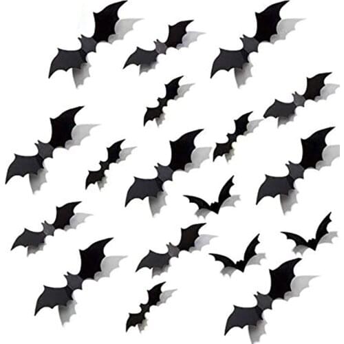 Halloween Decorations Black PVC Bat Wall Stickers Home Decor Party Kids Room Living Room 3D Wall Decals DIY Sticker 12/36pcs