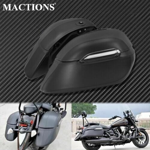 Universal Classic Motorcycle Hard Bags Saddlebag & Heavy Duty Mounting Kit Black For Harley Softail Touring For Yamaha For Honda