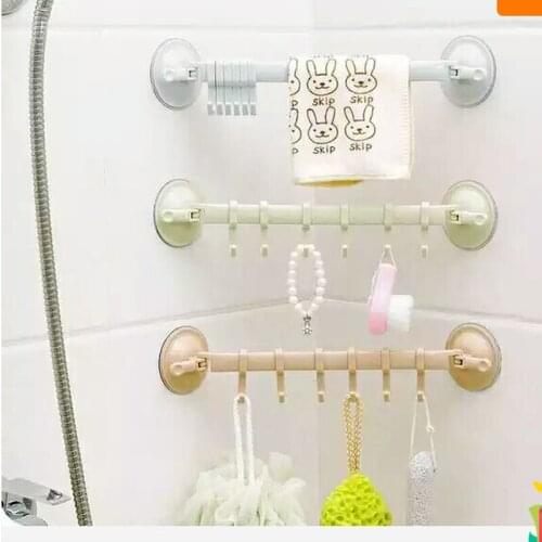 Towel Rack Strong Suction Cup Hook Kitchen Multi-purpose Bathroom Storage Free Punch Hooks for Hanging Suction Cup