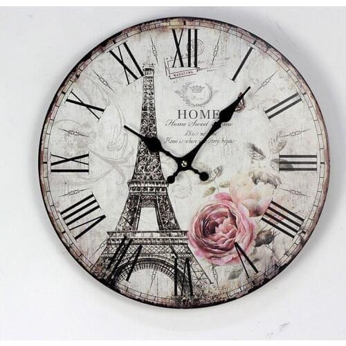 12 lnch Vintage Paris Tower Wall Clock Living Room Restaurant Cafe Wall Decoration For Home Clocks Craft Home Office Decor