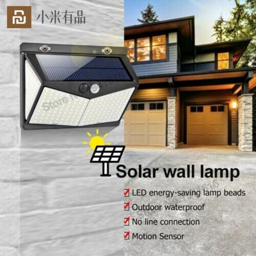 Youpin Solar Waterproof Wall Lamp 140/206 LED Wall Light Waterproof Outdoor Yard Garden Saving Motion Sensor Lighting for Smart