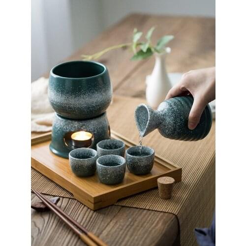Japanese ceramic retro sake wihte yellow wine household hot wine pot suit rice wine heating wine warmer wineware set