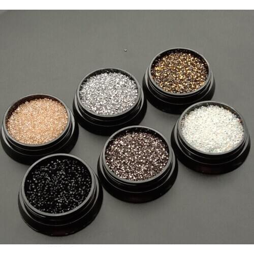 1box/1440pcs Glass Crystal Nail Mini Rhinestones Super Shinny Pixie Glass Mini Rhinestone For DIY Manicure Decorations 1.2mm